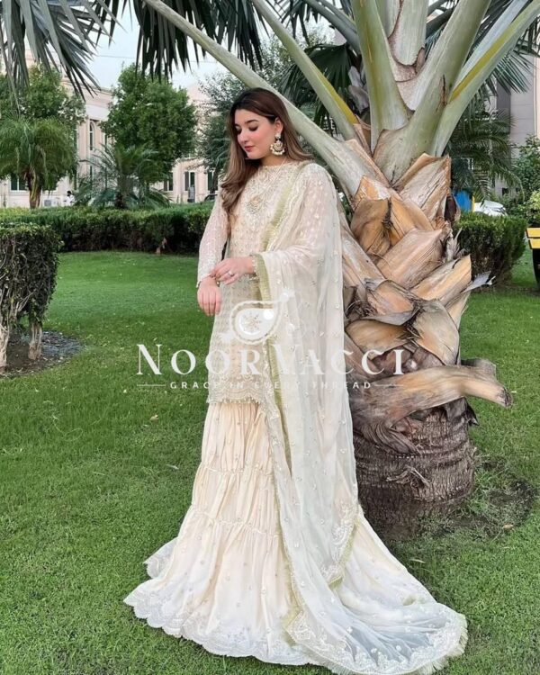 Shop Chinon Embroidered Sharara Plazo Set with Dupatta - Image 3