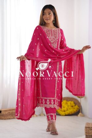 Buy Heavy Chinon Silk Top-Bottom & Dupatta Set with Real Mirror Khatli Work