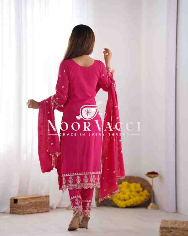 Heavy Chinon Silk Top-Bottom & Dupatta Set with Real Mirror Khatli Work - Image 5