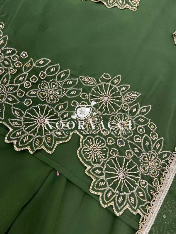 Shop Embroidered Beads Work Faux Georgette Top-Plazzo Set with Dupatta - Image 9