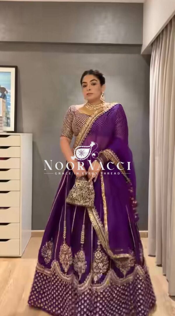 Buy Chinon Silk Embroidered Wedding Lehenga Choli Set with Dupatta - Image 3