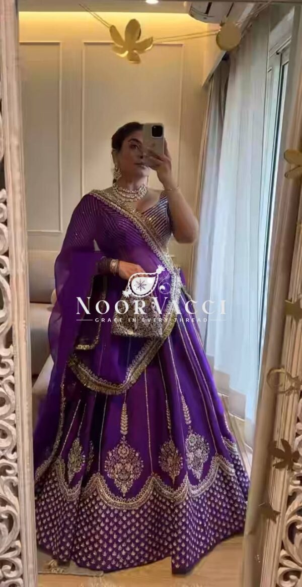 Buy Chinon Silk Embroidered Wedding Lehenga Choli Set with Dupatta - Image 2