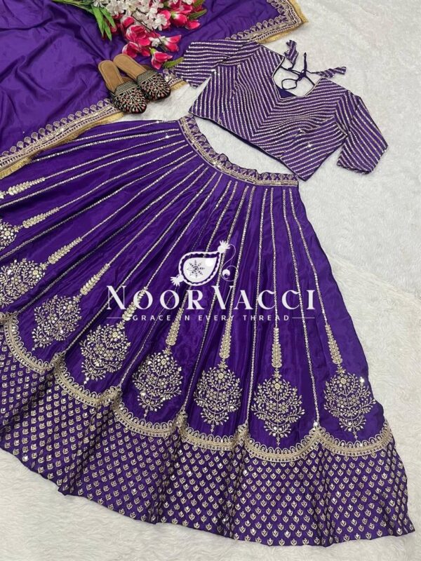 Buy Chinon Silk Embroidered Wedding Lehenga Choli Set with Dupatta - Image 5