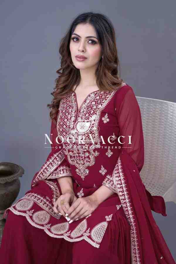 Designer Georgette Top-Sharara & Dupatta Set with Embroidery Work - Image 2