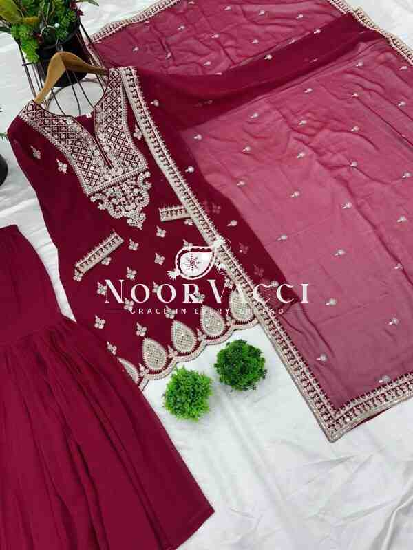Designer Georgette Top-Sharara & Dupatta Set with Embroidery Work - Image 7