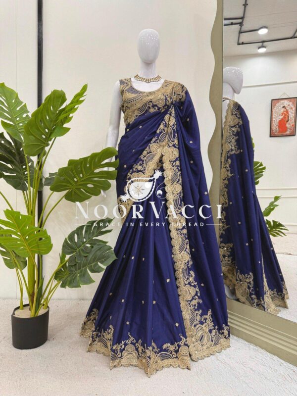 Shop Rangoli Silk Saree with Coding and Sequence Embroidery - Image 4