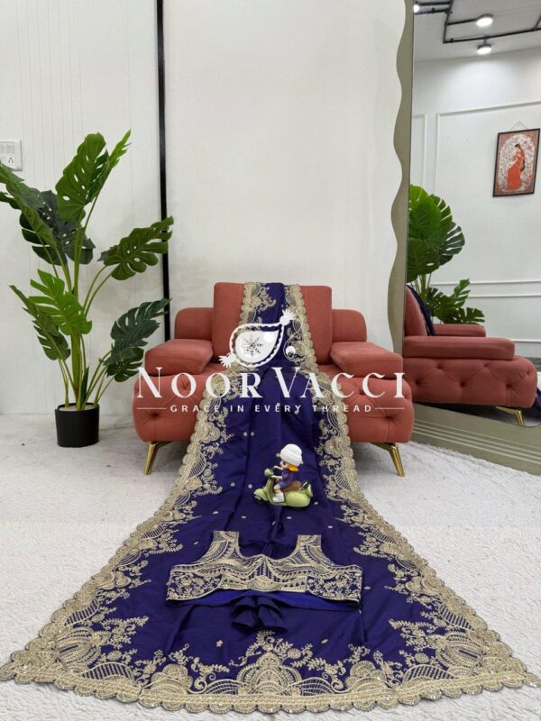 Shop Rangoli Silk Saree with Coding and Sequence Embroidery - Image 7