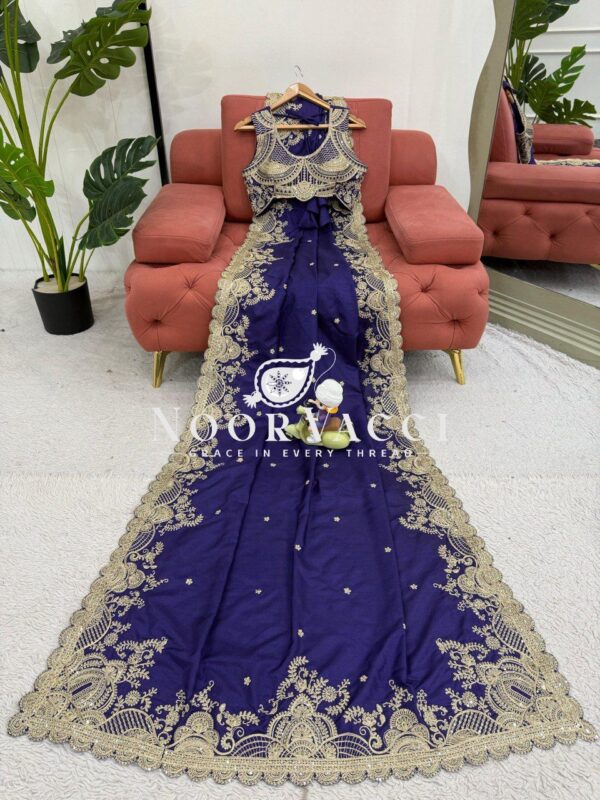 Shop Rangoli Silk Saree with Coding and Sequence Embroidery - Image 3