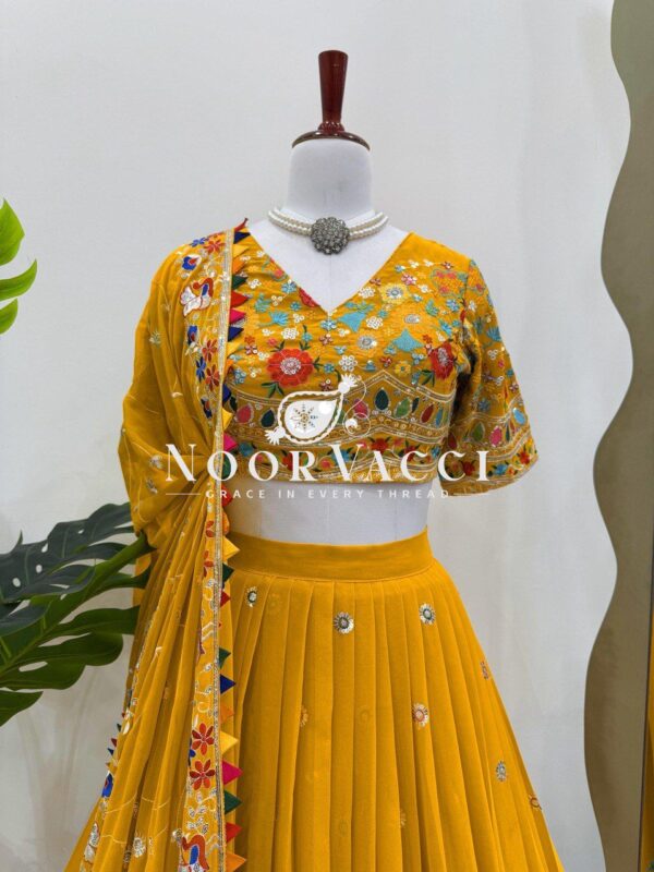 Shop Georgette Embroidered Lehenga Choli with Sequence Work and Dupatta - Image 6