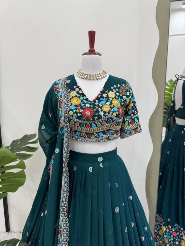 Buy Georgette Embroidered Lehenga Choli with Sequence Work and Dupatta - Image 4
