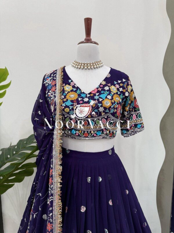 Shop Georgette Embroidered Lehenga Choli with Sequence Work and Dupatta - Image 4