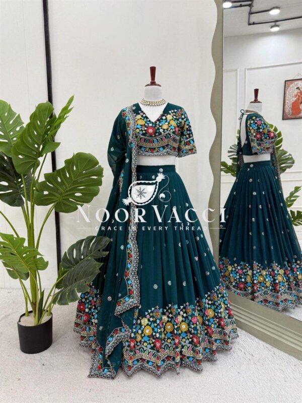 Buy Georgette Embroidered Lehenga Choli with Sequence Work and Dupatta - Image 3