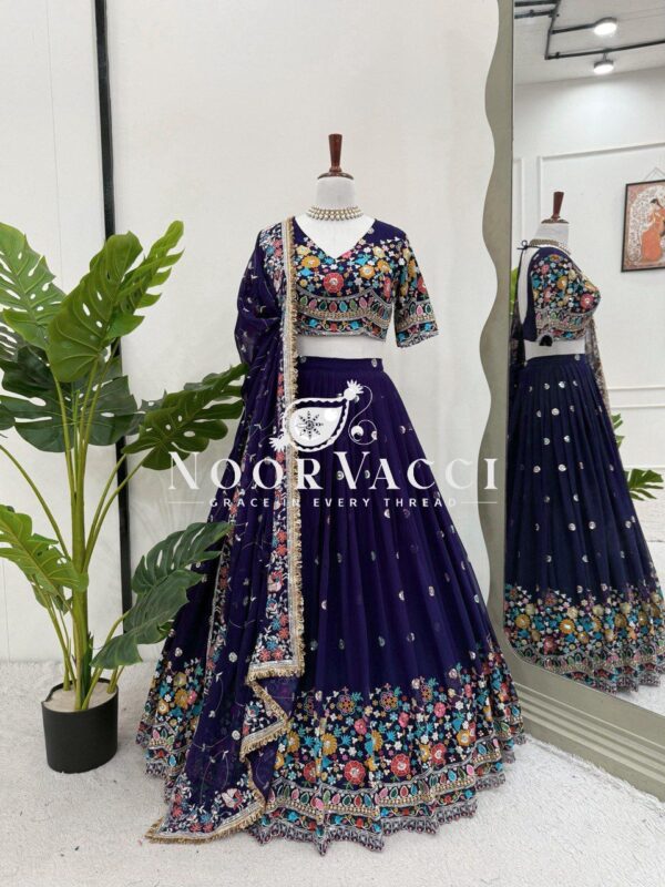 Shop Georgette Embroidered Lehenga Choli with Sequence Work and Dupatta - Image 3