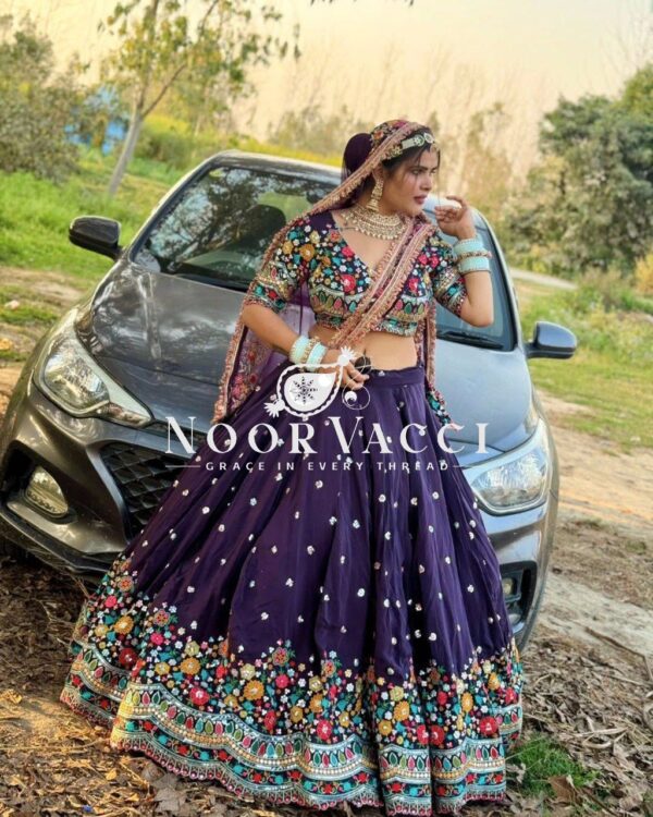 Shop Georgette Embroidered Lehenga Choli with Sequence Work and Dupatta - Image 2