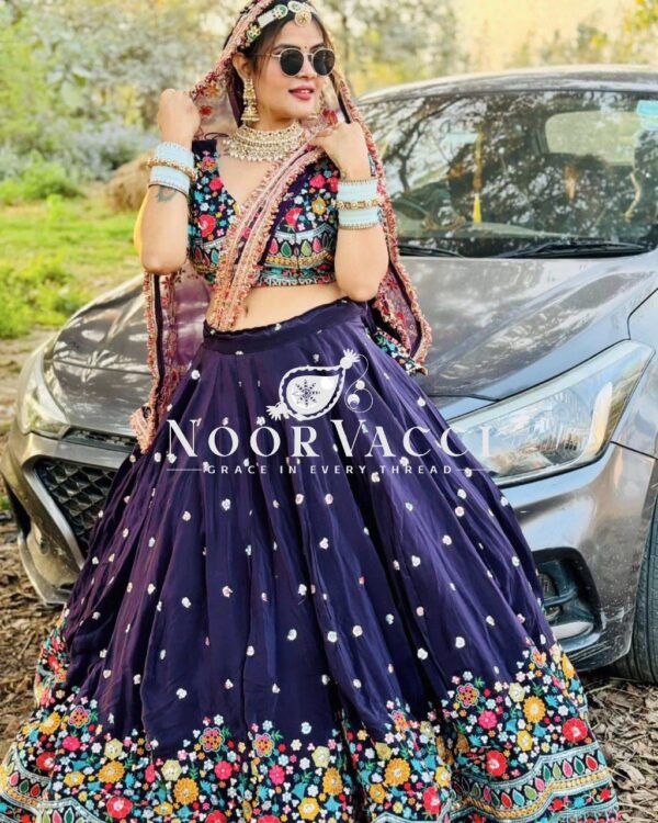 Shop Georgette Embroidered Lehenga Choli with Sequence Work and Dupatta