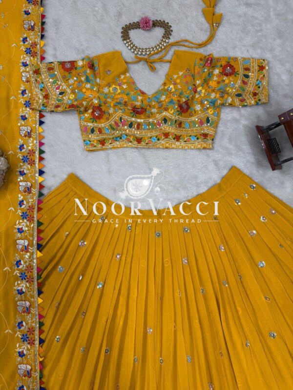 Shop Georgette Embroidered Lehenga Choli with Sequence Work and Dupatta - Image 3