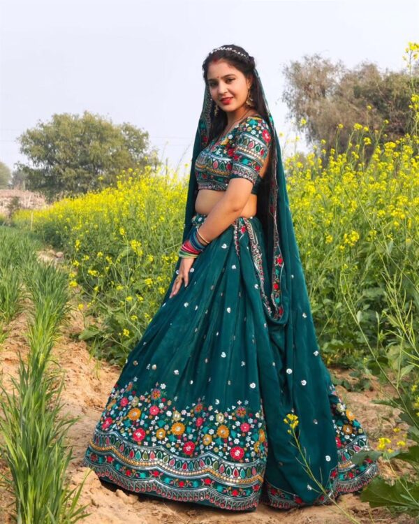 Buy Georgette Embroidered Lehenga Choli with Sequence Work and Dupatta
