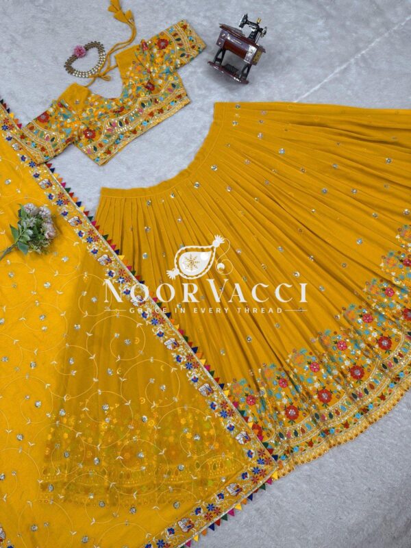 Shop Georgette Embroidered Lehenga Choli with Sequence Work and Dupatta - Image 5