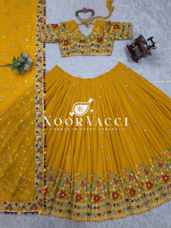 Shop Georgette Embroidered Lehenga Choli with Sequence Work and Dupatta - Image 4