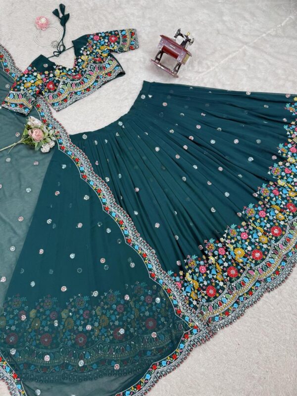 Buy Georgette Embroidered Lehenga Choli with Sequence Work and Dupatta - Image 5
