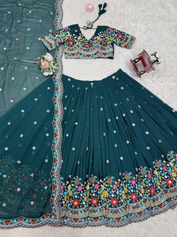Buy Georgette Embroidered Lehenga Choli with Sequence Work and Dupatta - Image 7