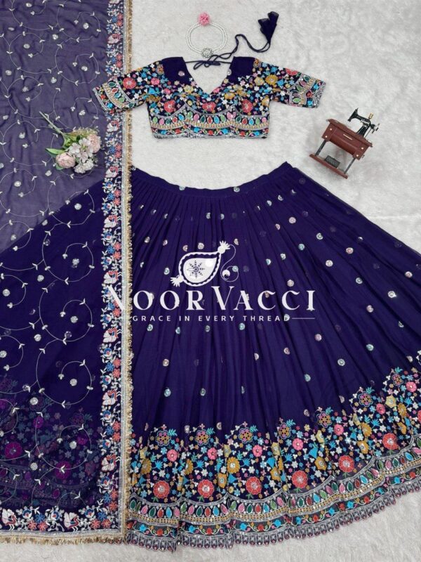 Shop Georgette Embroidered Lehenga Choli with Sequence Work and Dupatta - Image 7