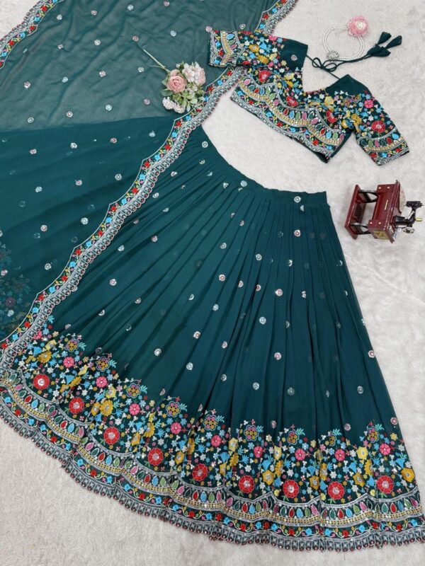 Buy Georgette Embroidered Lehenga Choli with Sequence Work and Dupatta - Image 6