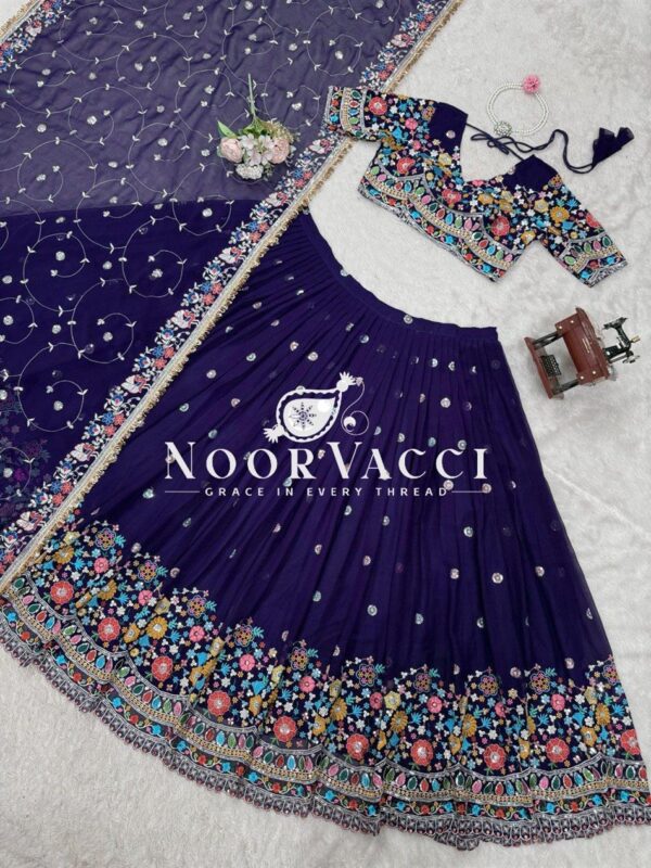Shop Georgette Embroidered Lehenga Choli with Sequence Work and Dupatta - Image 5