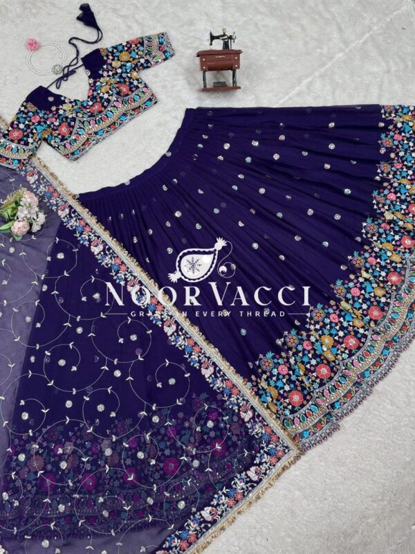 Shop Georgette Embroidered Lehenga Choli with Sequence Work and Dupatta - Image 8