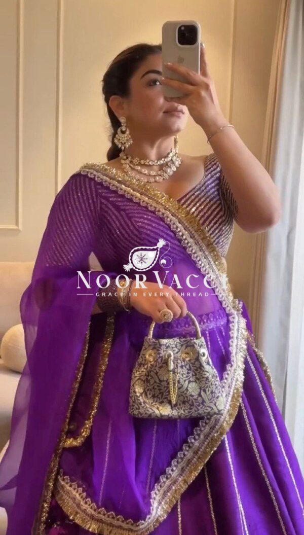 Buy Chinon Silk Heavy Embroidered Lehenga Set with Dupatta - Image 3