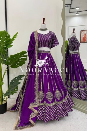Buy Chinon Silk Heavy Embroidered Lehenga Set with Dupatta