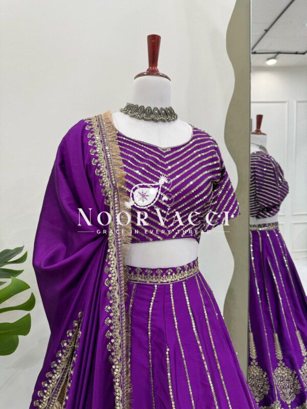 Buy Chinon Silk Heavy Embroidered Lehenga Set with Dupatta - Image 5