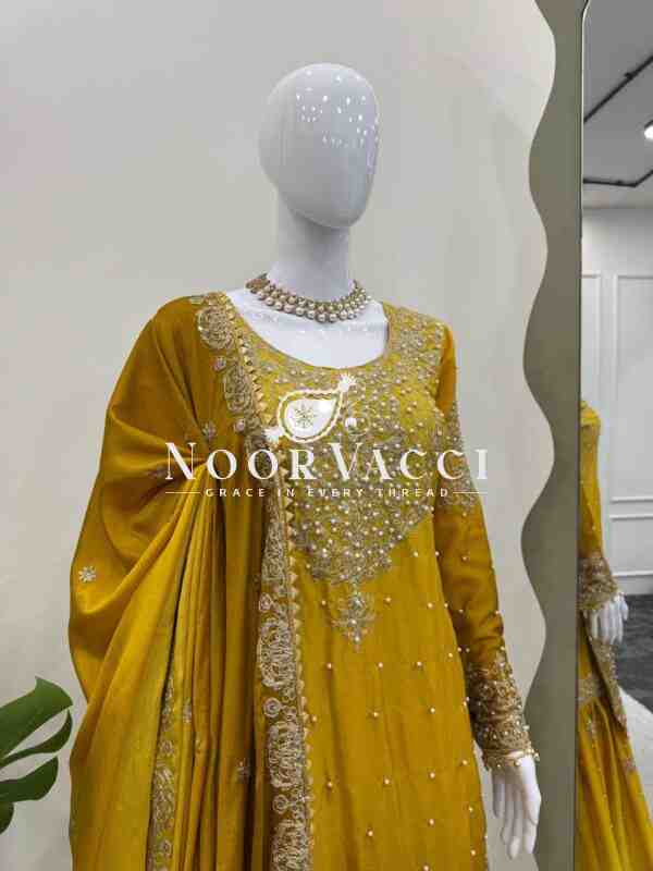Heavy Chinon Embroidered Sharara Suit Set with Dupatta - Image 4