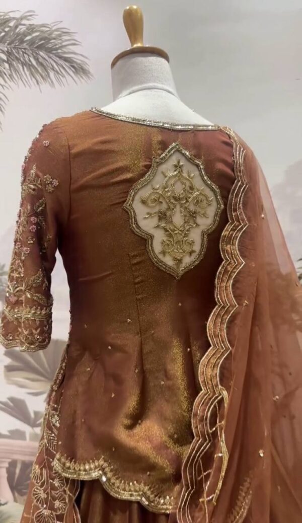 Buy Simmer Silk Embroidered Top with Lehenga & Dupatta Set - Image 3
