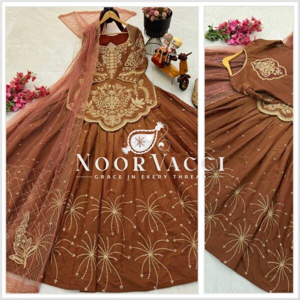 Buy Simmer Silk Embroidered Top with Lehenga & Dupatta Set - Image 9