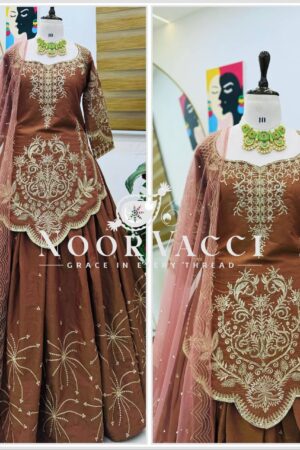 Buy Simmer Silk Embroidered Top with Lehenga & Dupatta Set