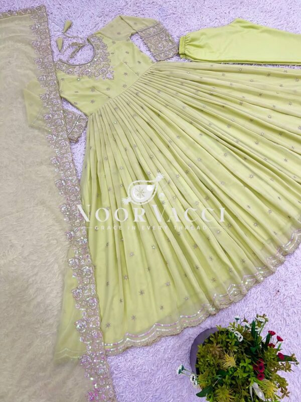 Shop Heavy Georgette Embroidered Rembo Sequence Gown Set with Dupatta - Image 4