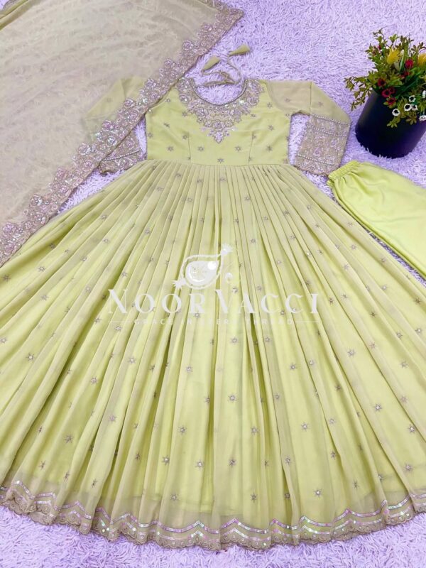 Shop Heavy Georgette Embroidered Rembo Sequence Gown Set with Dupatta - Image 5