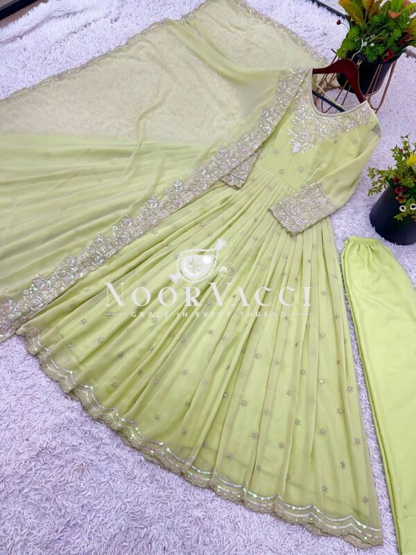 Shop Heavy Georgette Embroidered Rembo Sequence Gown Set with Dupatta - Image 6