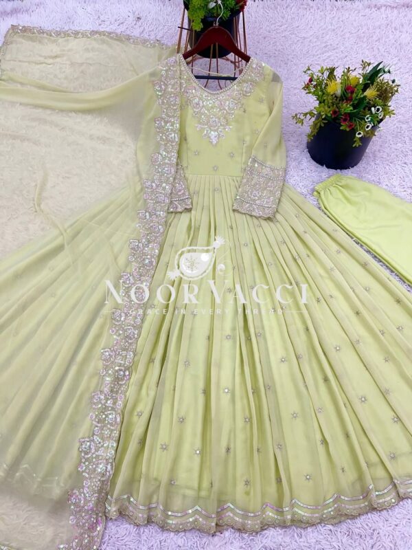 Shop Heavy Georgette Embroidered Rembo Sequence Gown Set with Dupatta - Image 7