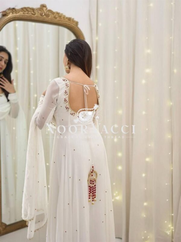 Buy Faux Georgette Embroidered Gown-Plazzo Set with Dupatta - Image 4