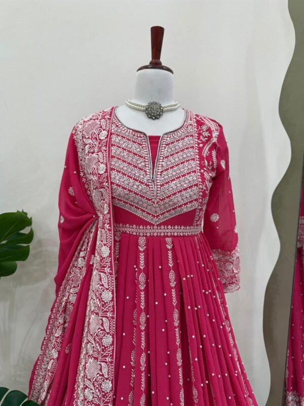 Shop Faux Georgette Thread & Sequence Embroidered Suit Set with Rivet Moti Work - Image 2