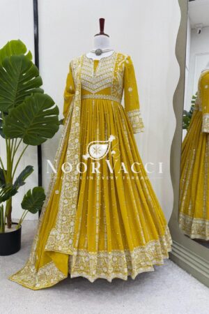 Buy Faux Georgette Thread & Sequence Embroidered Suit Set with Rivet Moti Work
