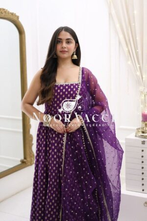 Buy Jacquard Silk Suit Set with Butterfly Net Dupatta & Lace Detailing