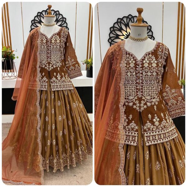 Buy Star Georgette Embroidered Lehenga Set with Dupatta - Image 3