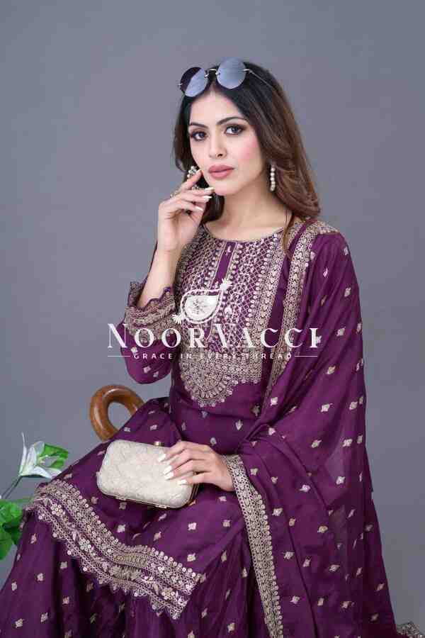 Designer Chinon Silk Top-Sharara & Dupatta Set with Embroidery Work - Image 3