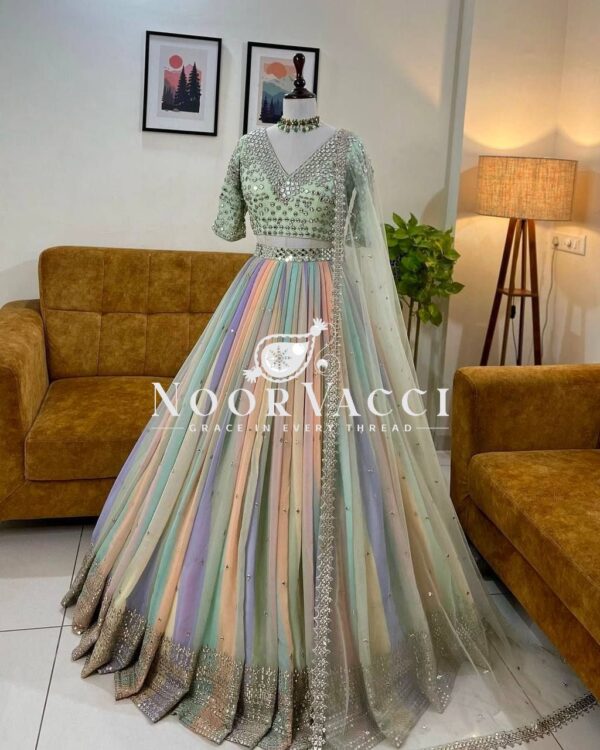 Buy Multi-Color Digital Print Silk Lehenga Choli with Embroidery & Dupatta