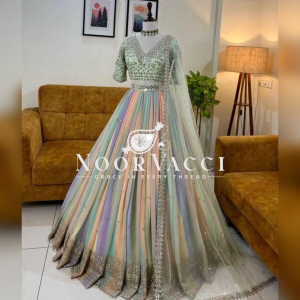 Buy Multi-Color Digital Print Silk Lehenga Choli with Embroidery & Dupatta - Image 2