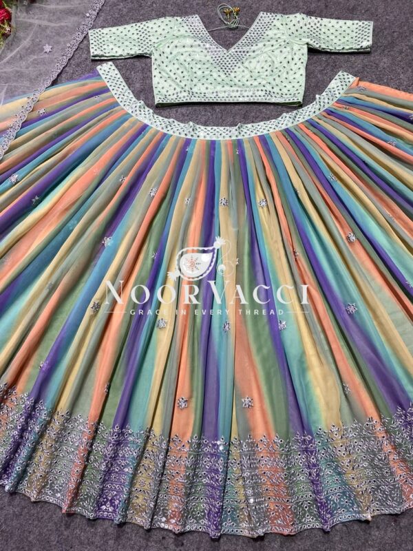 Buy Multi-Color Digital Print Silk Lehenga Choli with Embroidery & Dupatta - Image 3