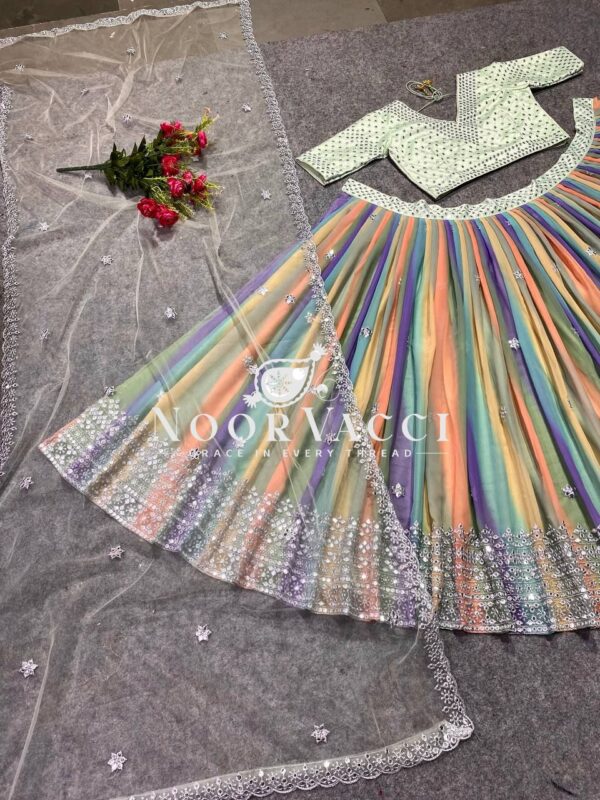 Buy Multi-Color Digital Print Silk Lehenga Choli with Embroidery & Dupatta - Image 4